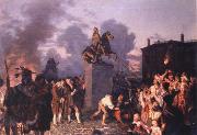 Johannes Adam  Oertel Pulling Down the Statue of King George III France oil painting artist